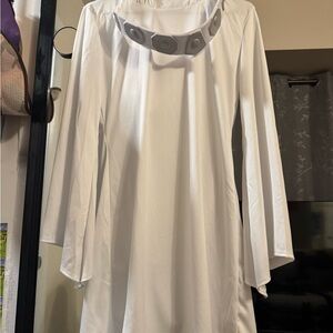 Disney White Long Sleeve Dress with Gray Accents